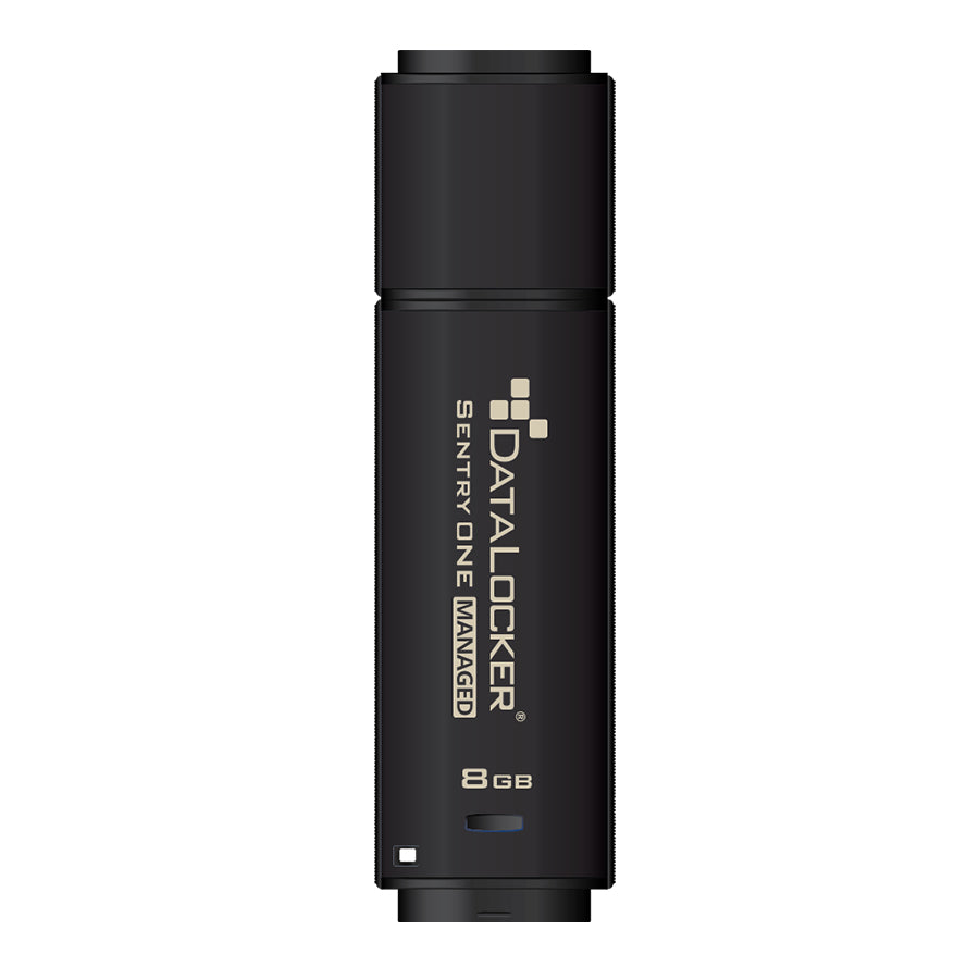 DataLocker Sentry One Managed USB-Stick 8 GB – USB-A 3.2 Gen 1, 165/22 MB/s, AES-256, IP68, mit Kappe, Schwarz