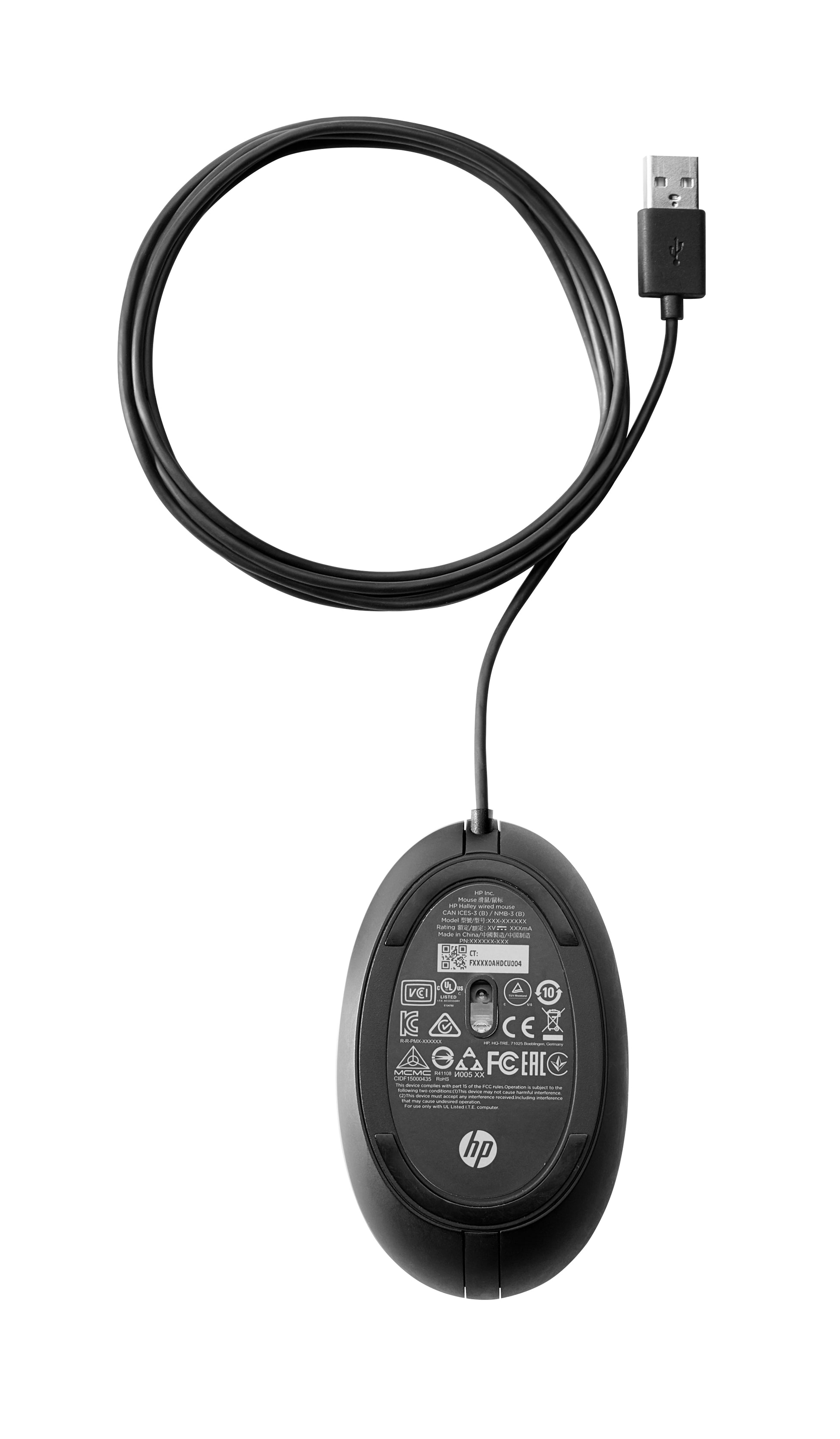 HP 320M Maus – kabelgebunden, USB-A, beidhändig, schwarz