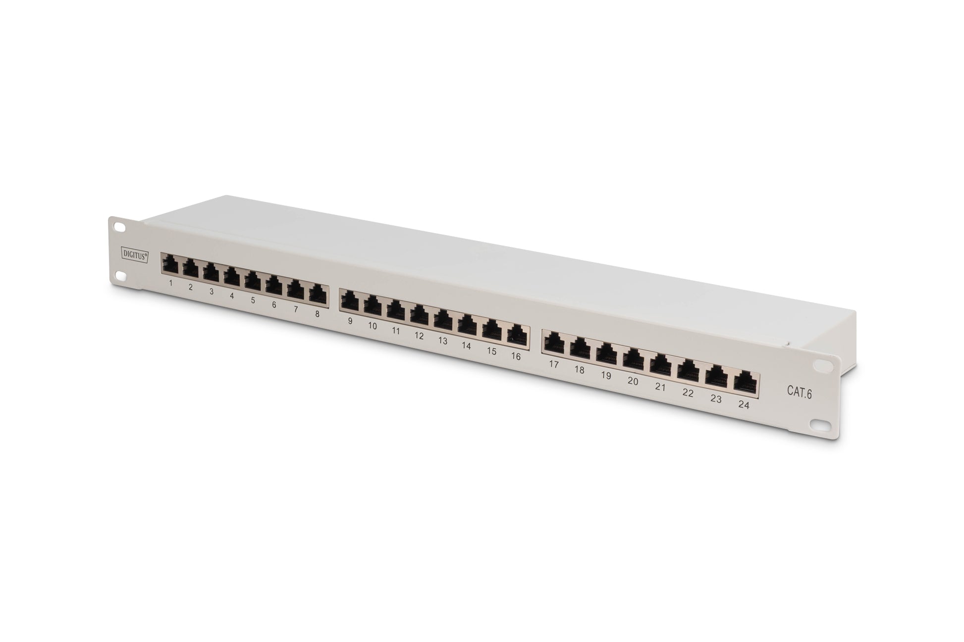 Digitus Cat6 (Klasse E) Patchpanel – 24× RJ-45, LSA, 1U, Grau