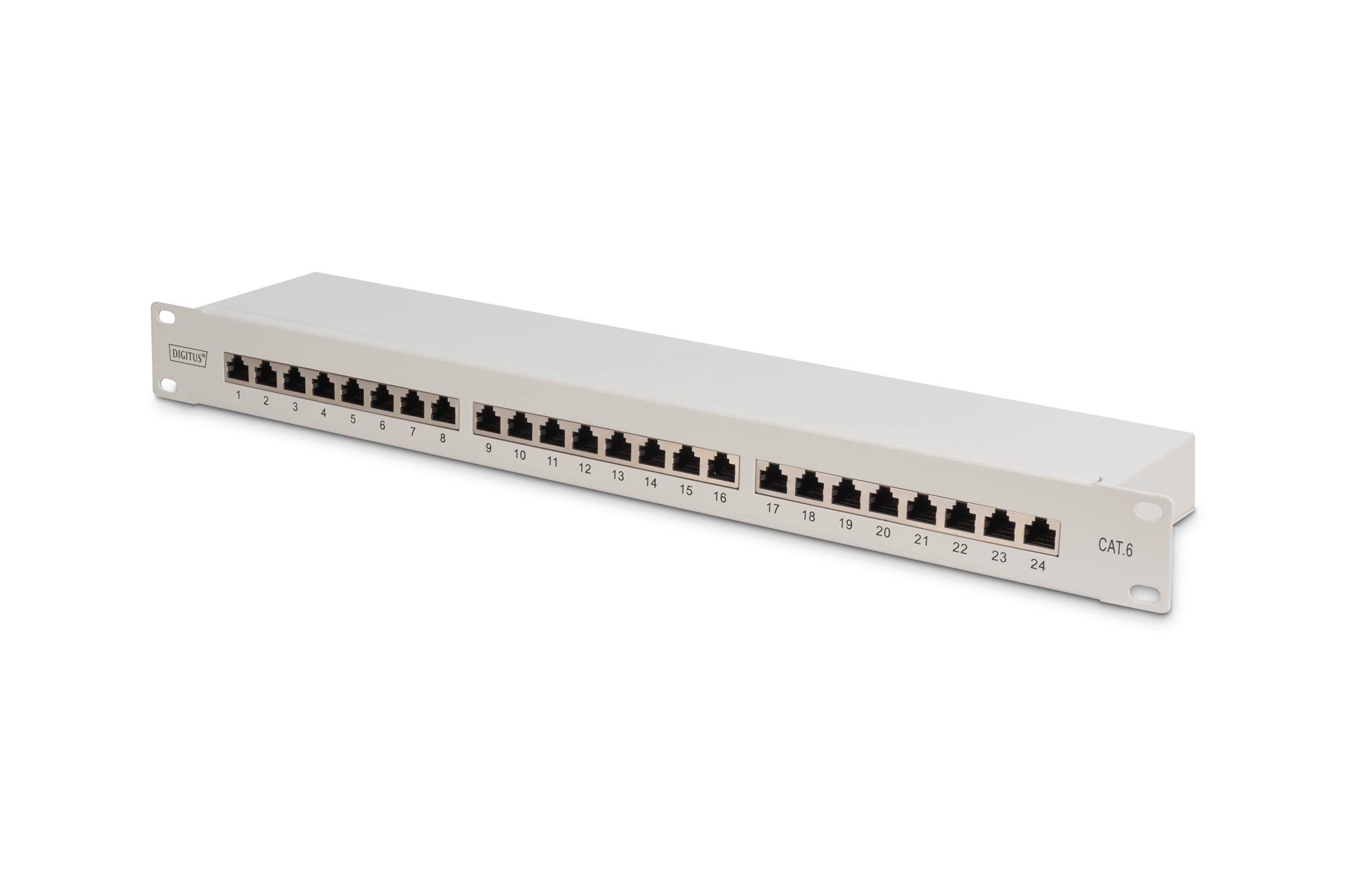 Digitus Cat6 (Klasse E) Patchpanel – 24× RJ-45, LSA, 1U, Grau