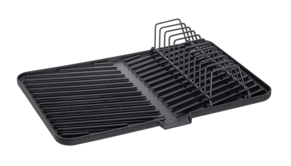 Wenko – Abtropfer 43 × 31 × 8 cm, Kunststoff, Schwarz, mit Tellerhalterung