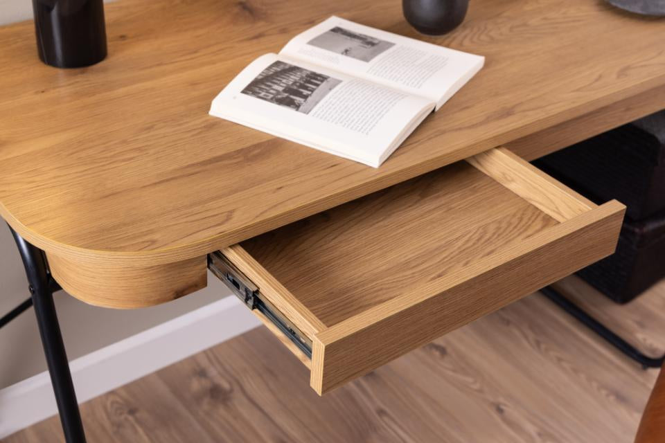 AC Design Blueton – Schreibtisch, 120 × 60 cm, Eiche/Schwarz
