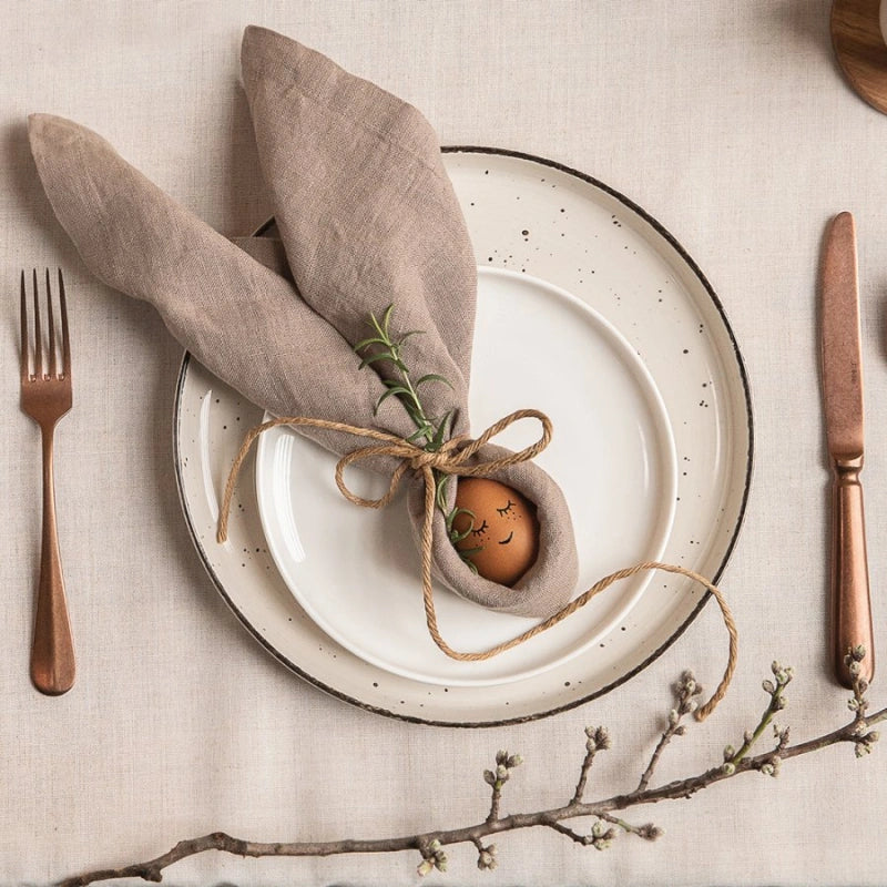 Lunasol Speise-Service – Set 18-teilig, Porzellan, Grau, spülmaschinenfest, mikrowellengeeignet