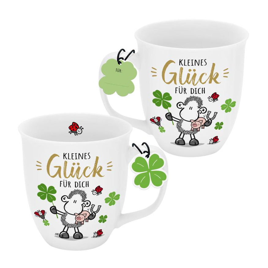 Sheepworld Tasse Glück – 400 ml, Ø 9,0 cm, H 10,0 cm, Keramik, Weiss