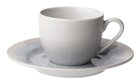 Lunasol Espressotasse – 8-teiliges Set, 90 ml, Ø 12,5 cm, Steingut, Sand/Blau