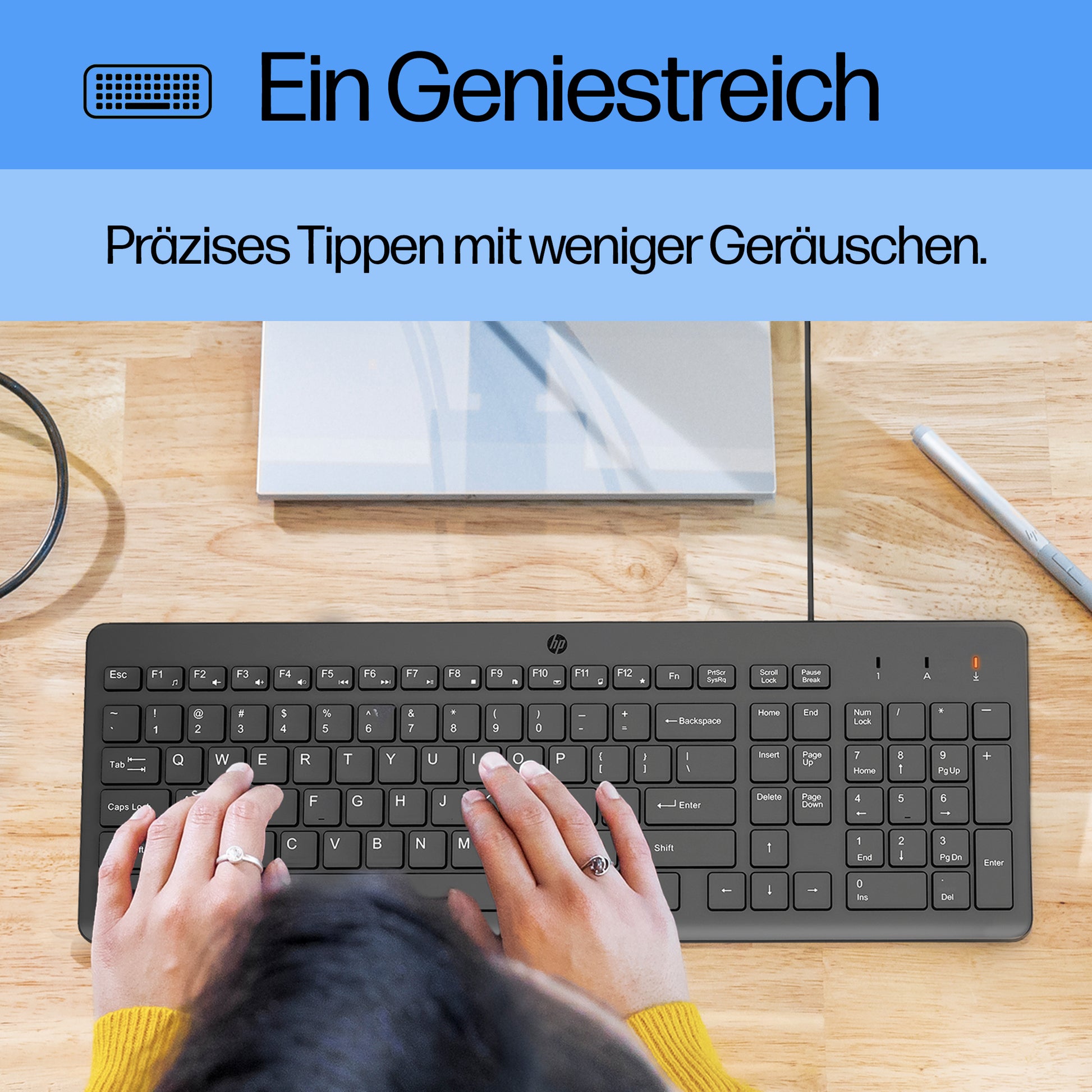 HP 150 – Tastatur- und Maus-Set – Membran – Kabelgebunden, USB-A – Schwarz