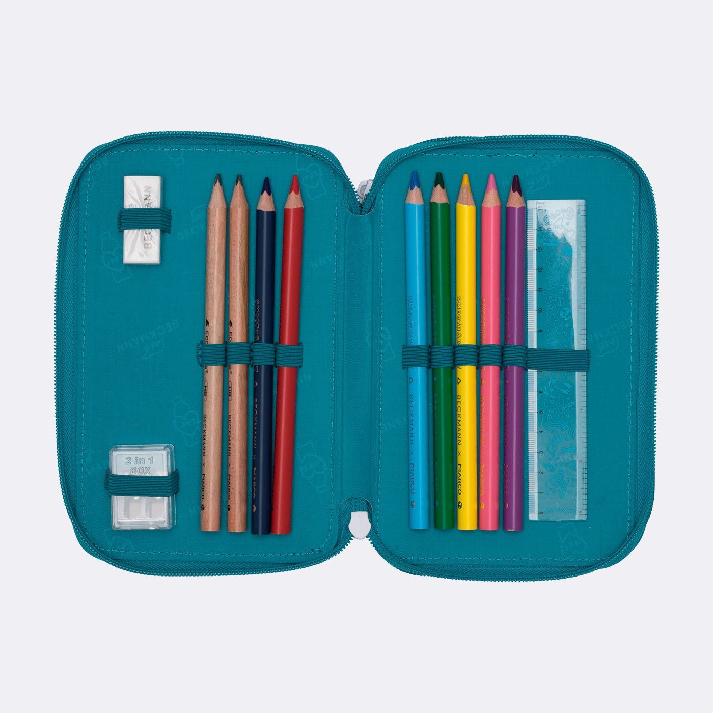 Beckmann Classic 1st Triple Etui, gefüllt, 27-teilig – Racing – Kunststoff – 13 × 20,5 × 7 cm