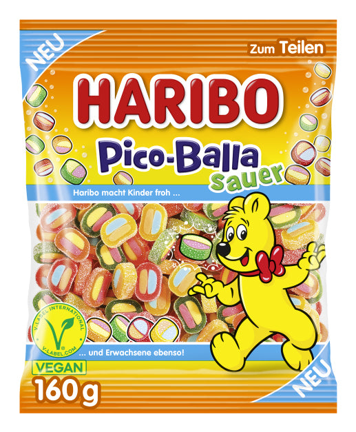 Haribo Pico Balla Gummibonbons – Sauer – 160 g
