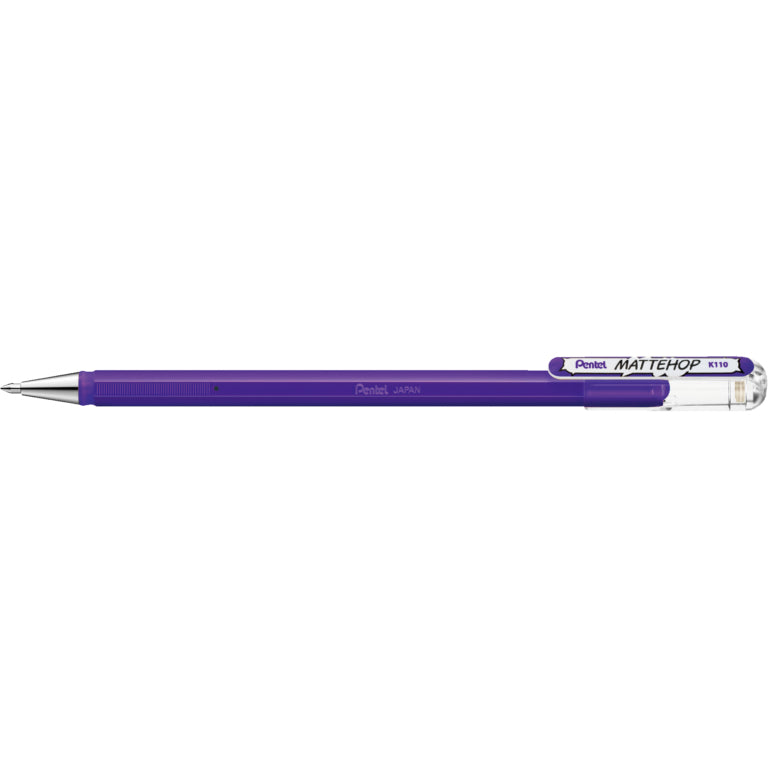 Pentel Mattehop Gelschreiber, Kappe – Violett, Strich 1 mm, Wasserfest