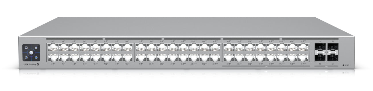 Ubiquiti UniFi Pro Max 48 – Managed Switch – 32×GbE, 16×2.5G, 4×SFP+, L3, PoE+/PoE++ 720 W, 1U, 19" Rack
