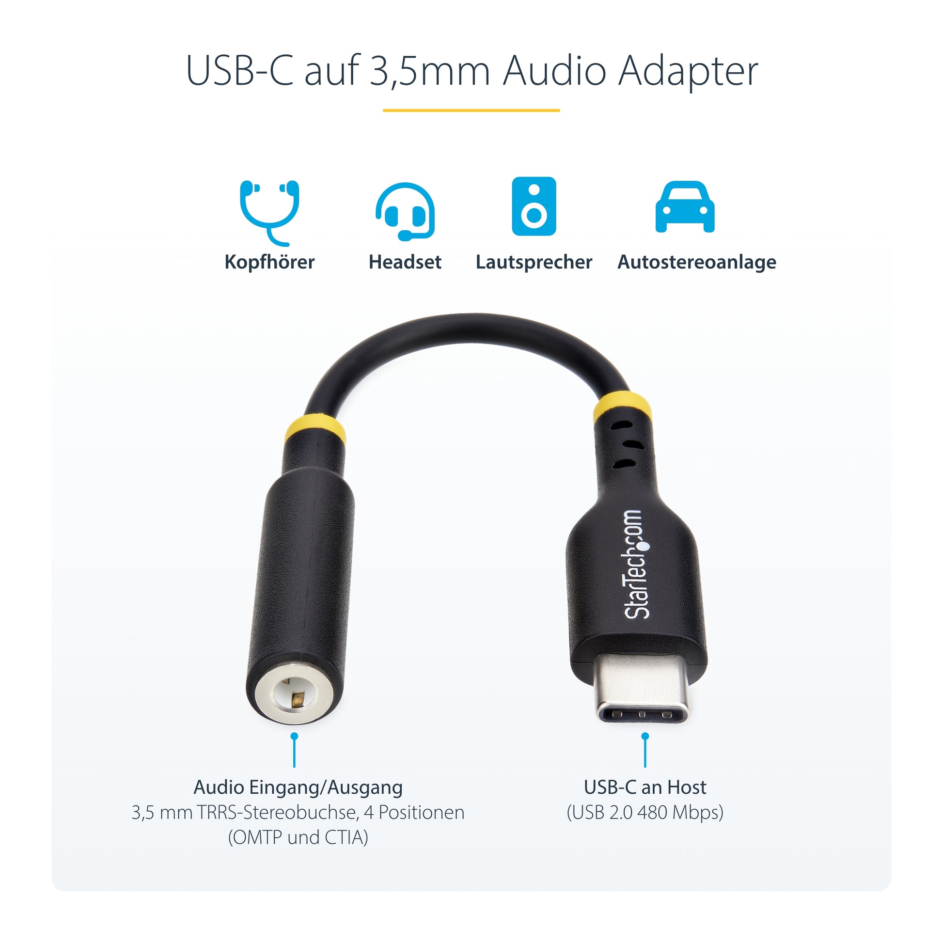 StarTech.com USB-C (Stecker) auf 3,5 mm TRRS (Buchse) Adapter