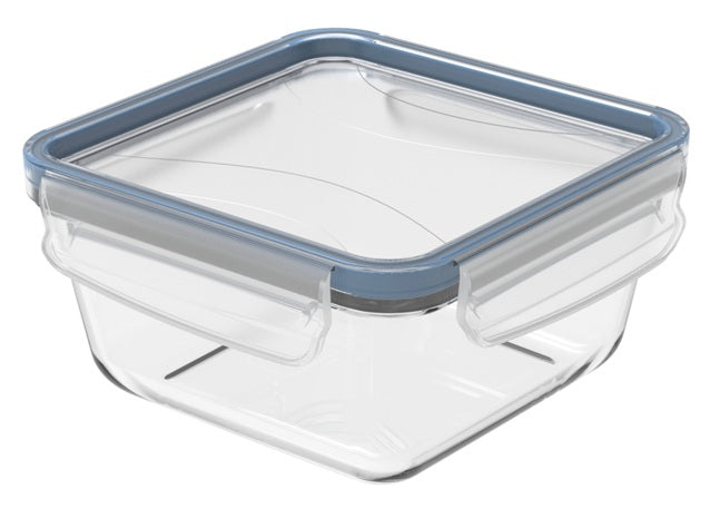 Rotho Glasbehälter Clic & Lock – 0,75 l – rechteckig – 16,5 × 7,8 × 16,5 cm – Borosilikatglas – transparent