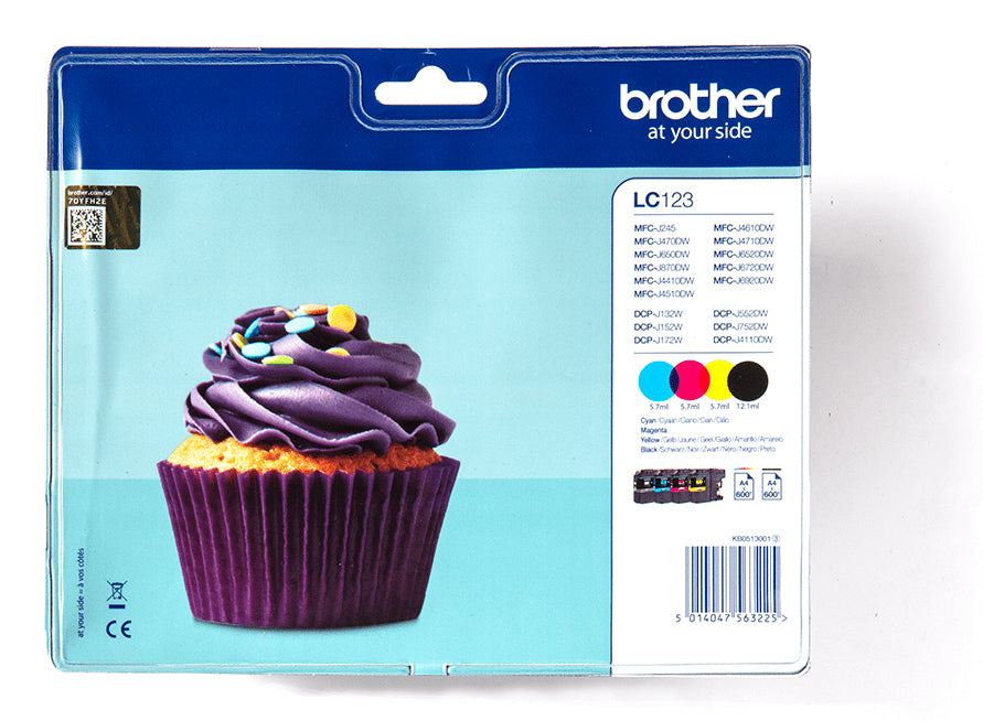 Brother Tintenpatronen-Multipack LC123, CMYK, 4er-Pack, Original – für MFC-J4710DW