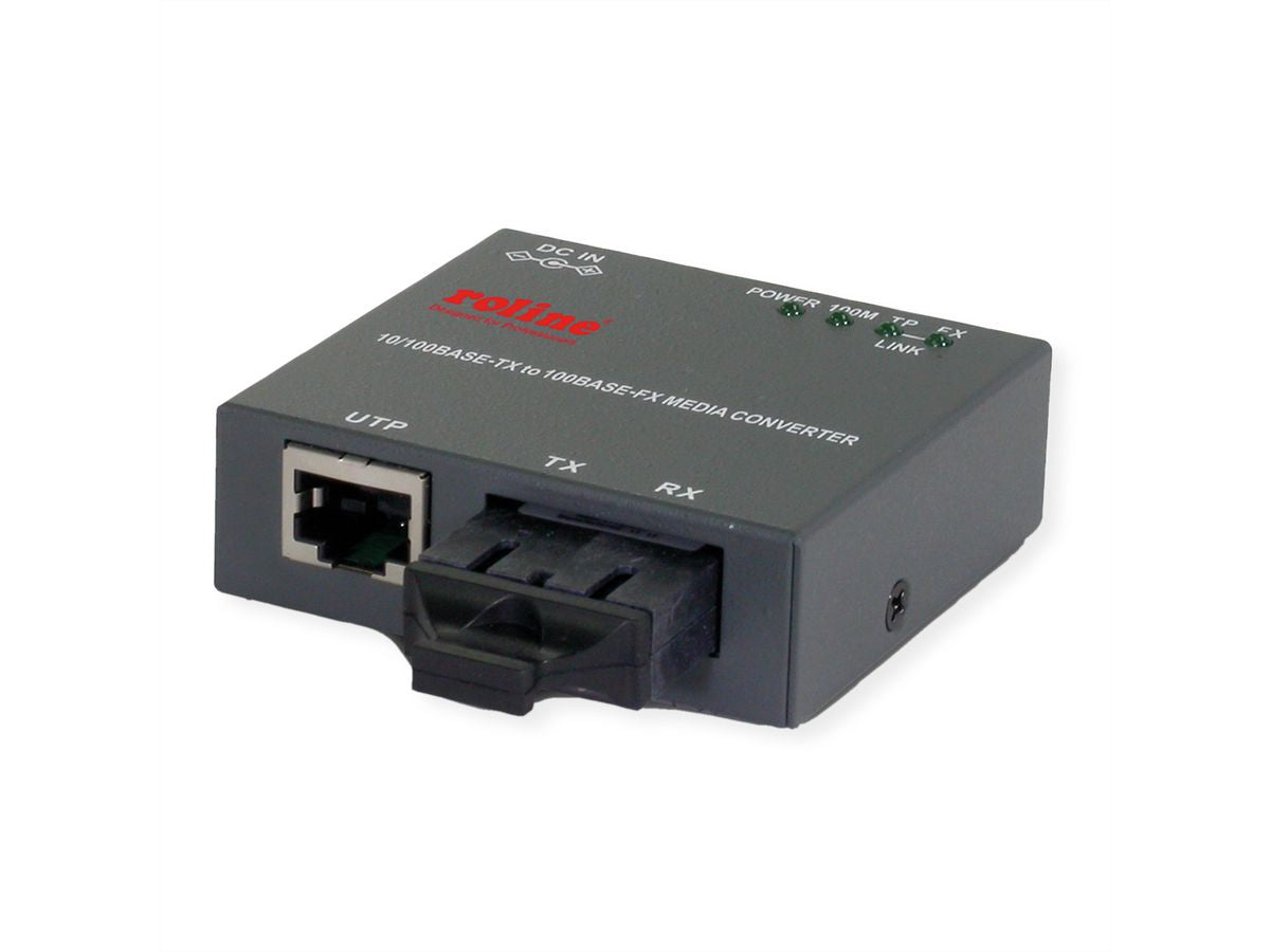 ROLINE Medienkonverter SC zu RJ-45 – Fast Ethernet 10/100 Mbit/s, 1× SC, 1× RJ-45, 100Base-FX, Multimode