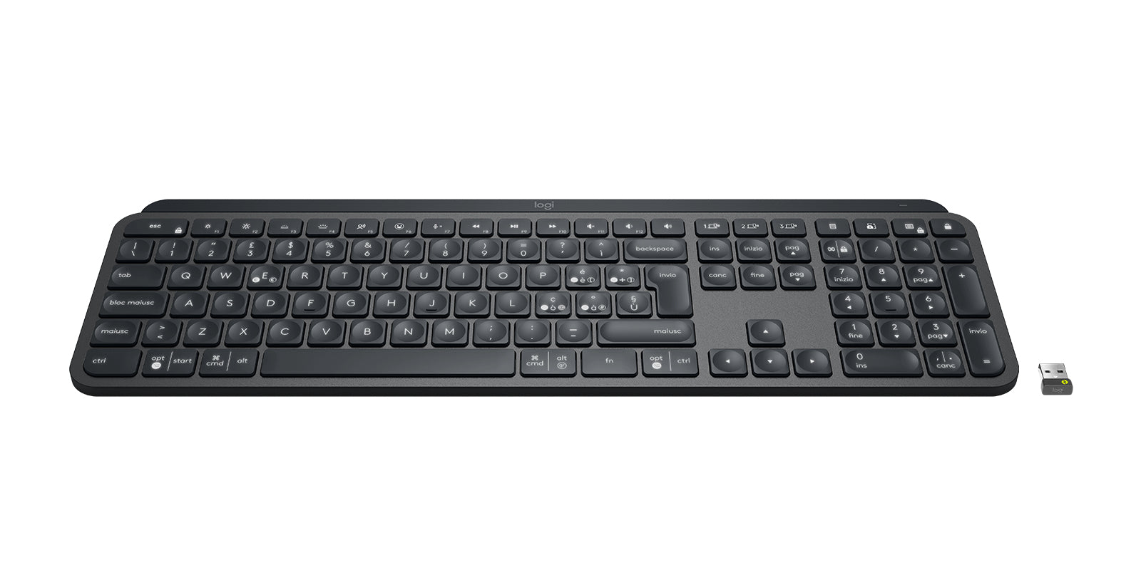 Logitech MX Keys for Business – Tastatur, kabellos (Bluetooth), IT-Layout (IT), Grau