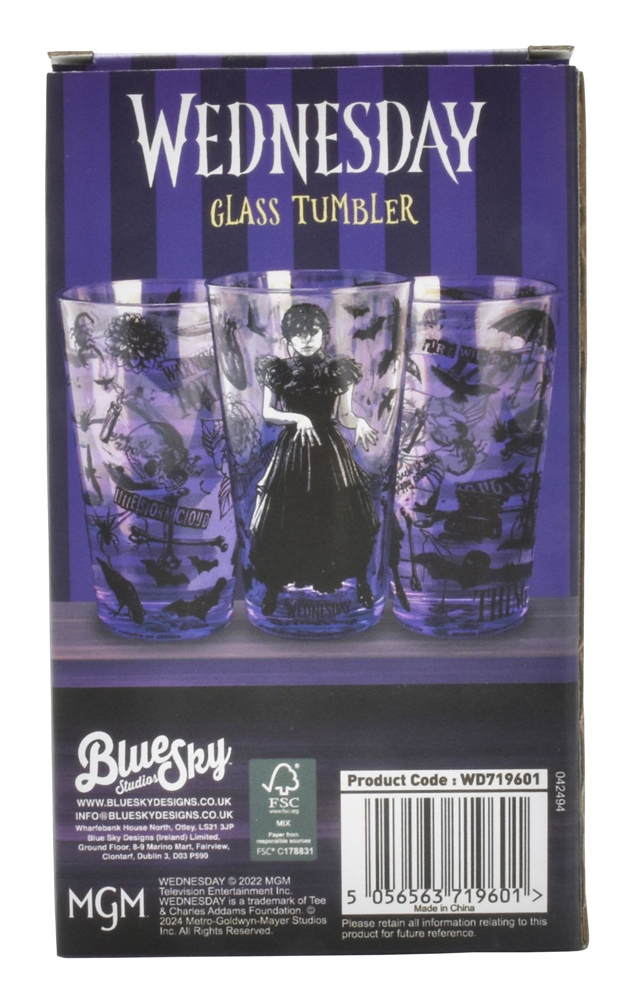 Thumbs Up Trinkglas Wednesday – 460 ml, Ø 8,7 cm, H 14,8 cm, Glas, Mehrfarbig