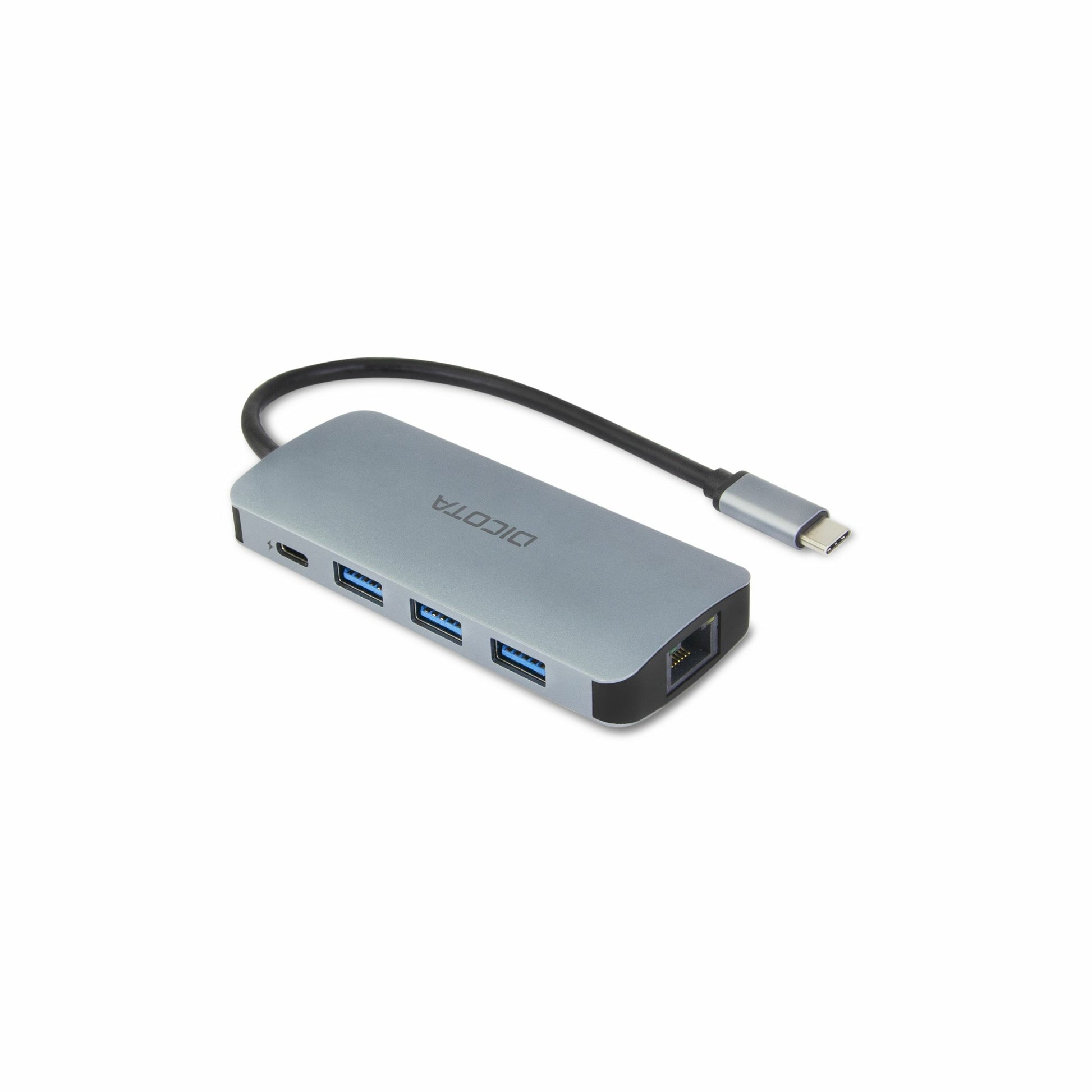 DICOTA D32062 Multiport-Adapter – USB-C, 1× HDMI, 3× USB-A, 100 W PD, GbE, SD/microSD
