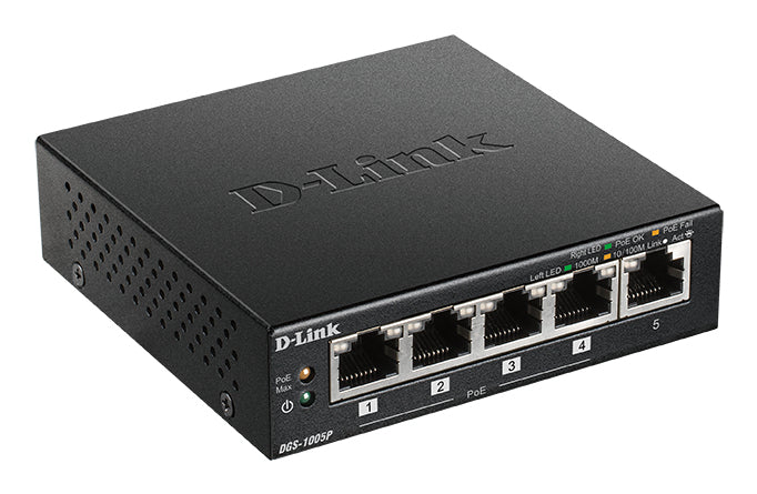 D-Link DGS-1005P – Netzwerk-Switch – 5×GbE, PoE+ 60 W