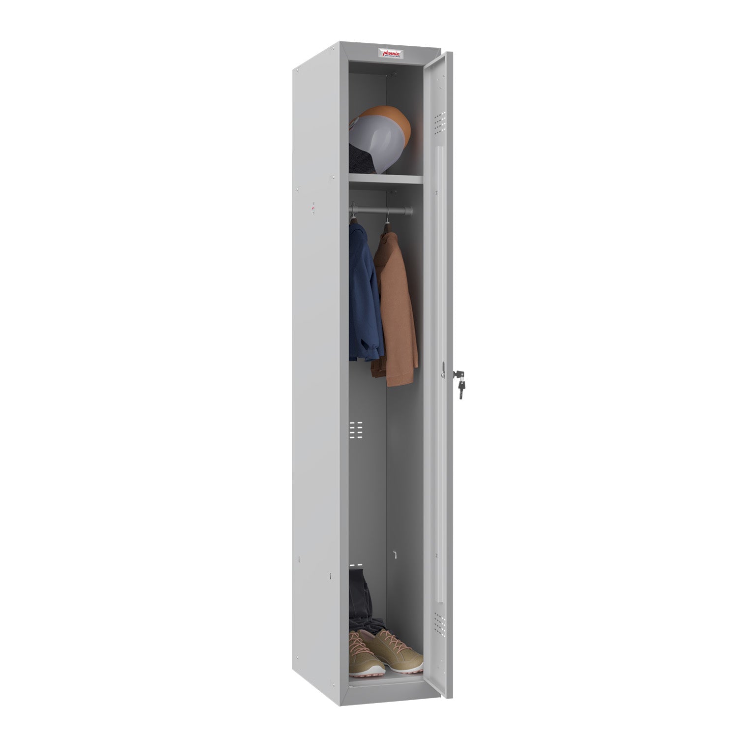 Phoenix Safe Co. PL1130 – Persönliches Schliessfach, 1 Fach, abschliessbar, 300 × 500 × 1830 mm, grau, Stahl