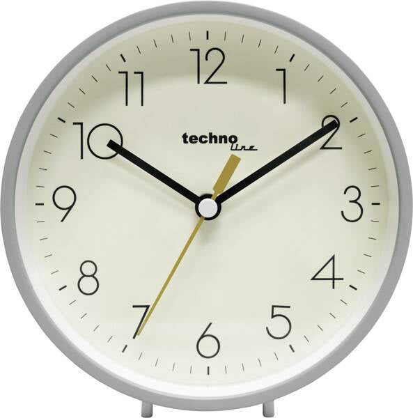 Technoline Quarz-Wecker – Analog, lautlos, Hintergrundbeleuchtung, 15,0 × 15,6 × 5,0 cm, Grau