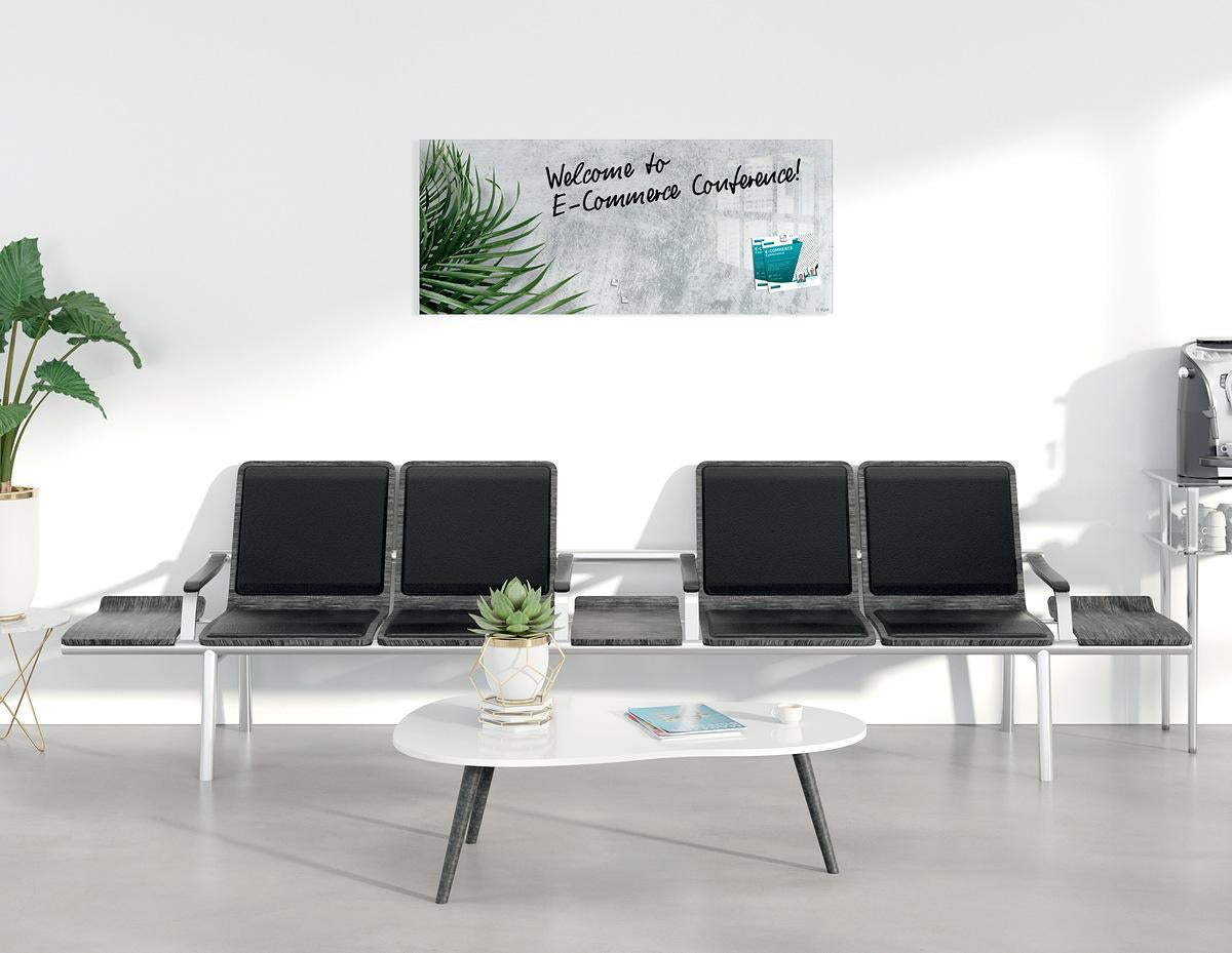 Sigel Whiteboard – 130 × 55 cm, Glas, magnetisch, Wandmontage, inkl. Magnete, Montagesatz