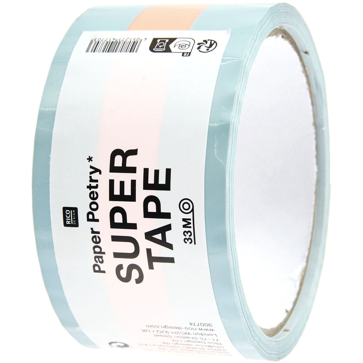 Rico Design Verpackungsklebeband, Papier, Hellblau, Orange, Muster – 50 mm × 32 m – 1 Stück