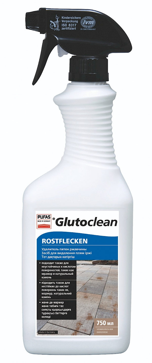 Glutoclean Rostflecken Entferner Allzweckreiniger für Marmor/Stein – Flüssigkeit, Sprühflasche – 750 ml