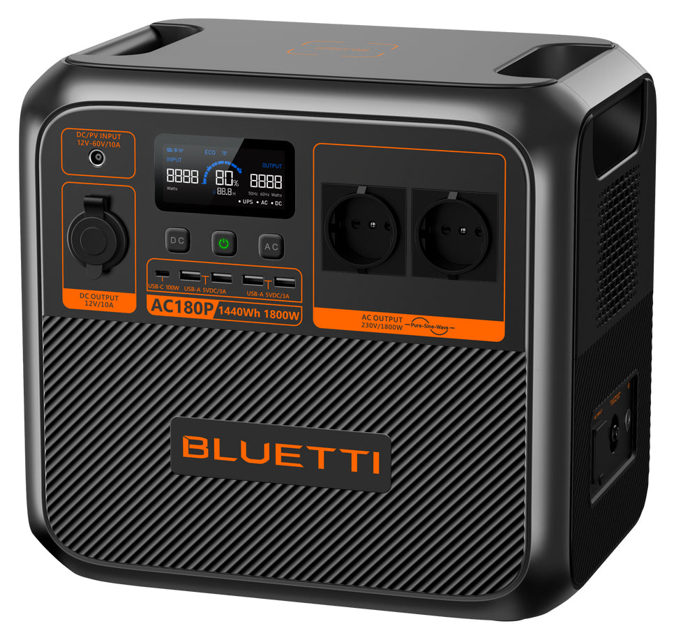 Bluetti AC180P – Powerstation – 1'440 Wh, 1'800 W, LiFePO4