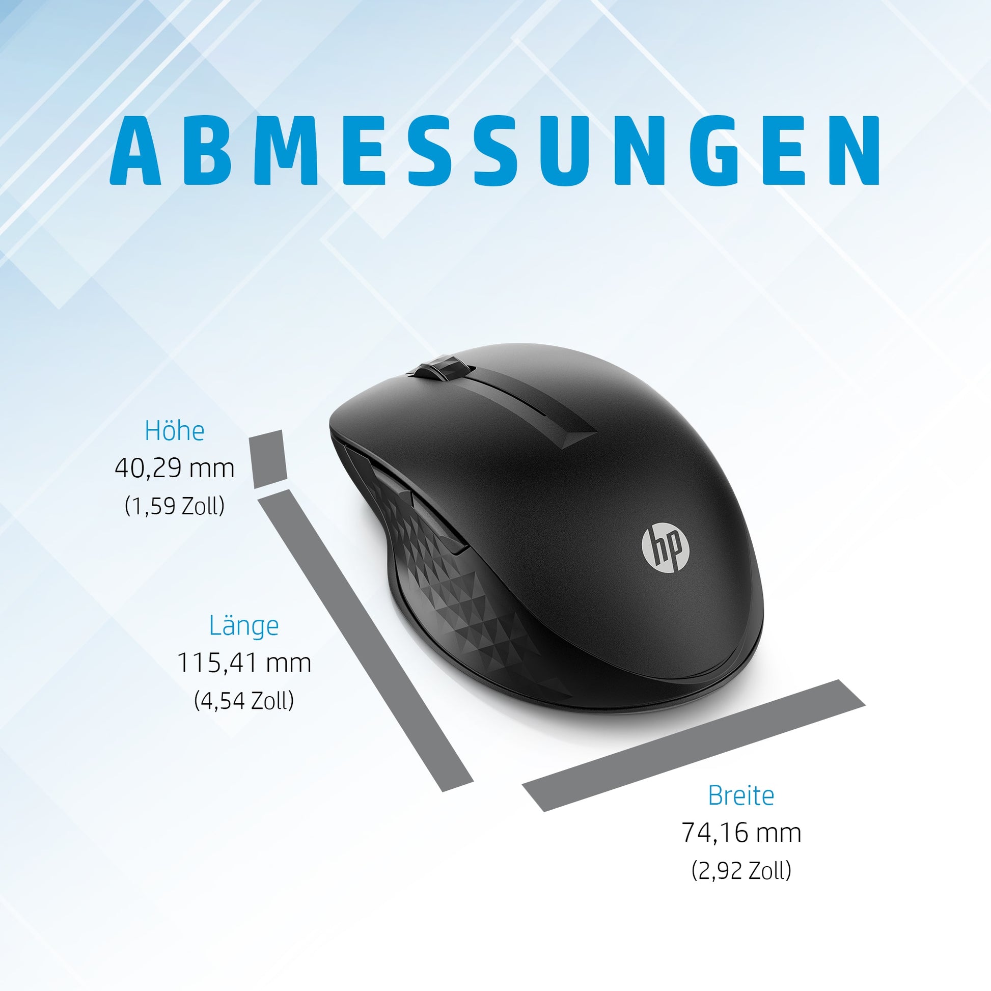 HP 430 Multi Device – Maus – Kabellos (Bluetooth/2,4 GHz), beidhändig, Schwarz