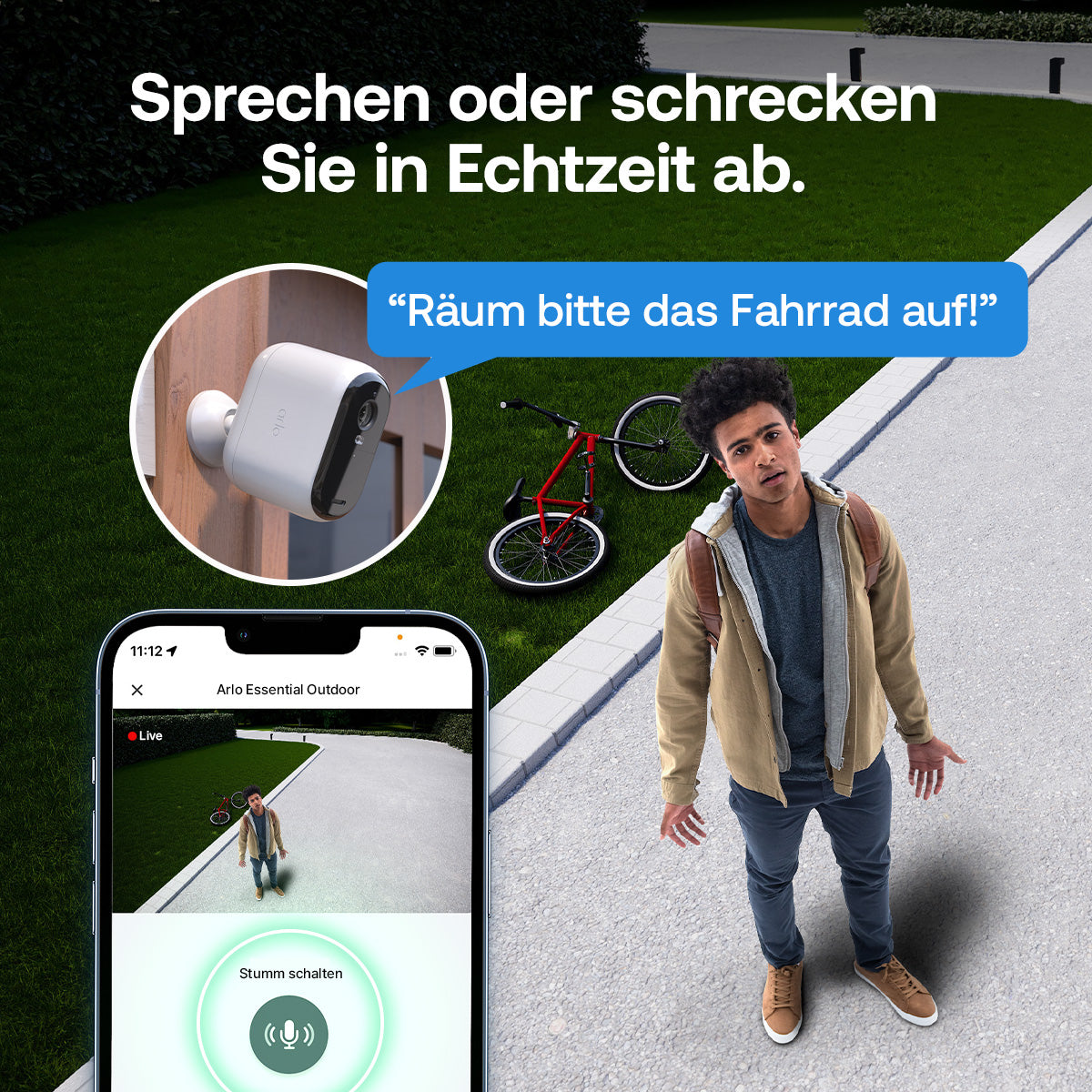 Arlo VMC3282 Netzwerkkamera – 4 MP, WQHD, IP65, für Amazon Alexa, Weiss