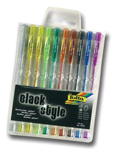 Folia Gelschreiber, Kappe – Farben sortiert, glitzernd, 10er-Set