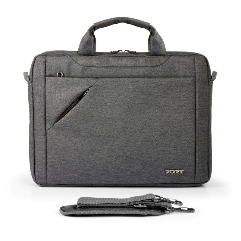 Port Designs Notebook-Tasche für Laptops bis 14" – Gepolstertes Laptopfach, aus recyceltem PET – Grau