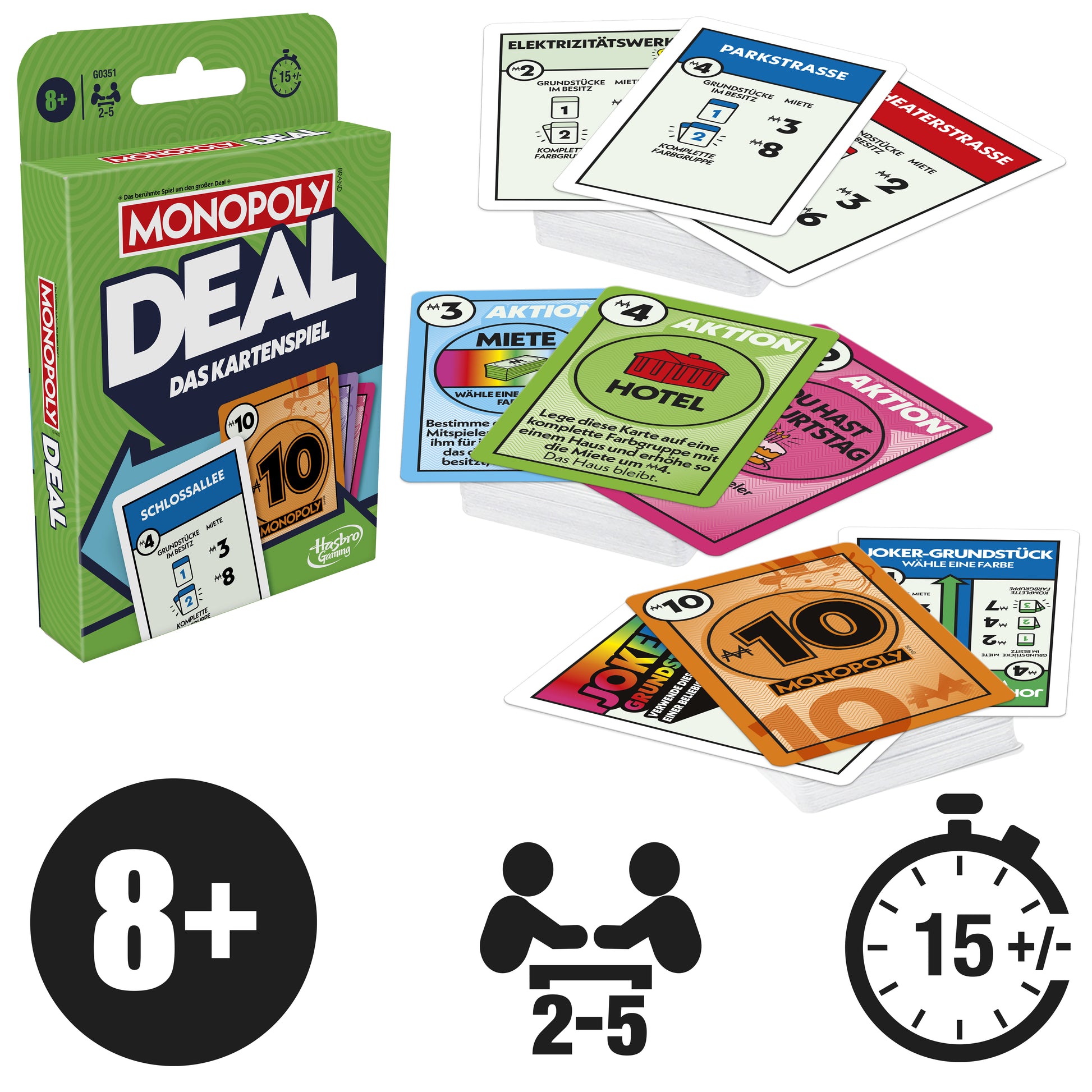 Hasbro Gaming Monopoly Deal – Kartenspiel, 2–5 Spieler, ab 8 Jahren, 15 Min., DE