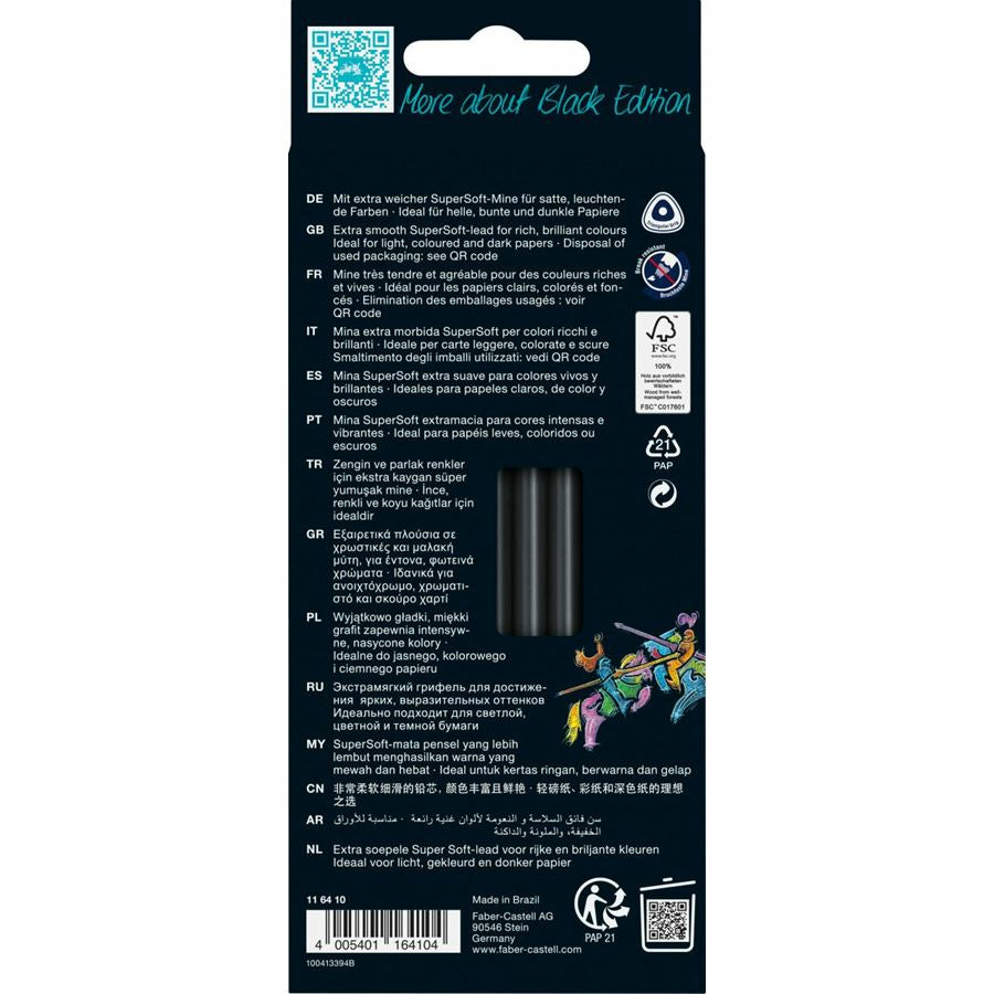 Faber-Castell Buntstifte Black Edition – 12 Farben, im Kartonetui, Ø 3 mm, dreikantig, FSC