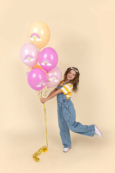 PartyDeco Folienballon Regenbogen – Rosa – Ø 30 cm – 6 Stk