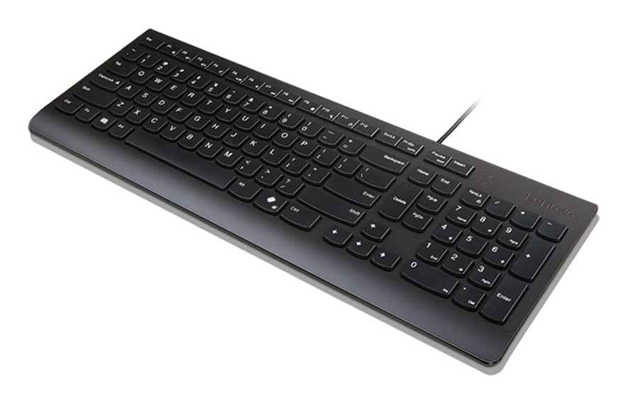Lenovo Tastatur – kabelgebunden, USB-A, Membran, QWERTY (Nordisch) – Schwarz, auslaufsicher