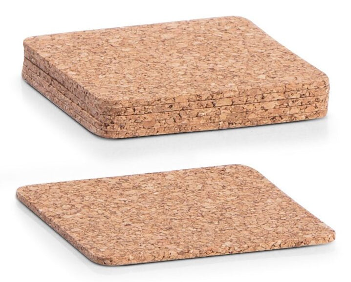 Zeller Present Glasuntersetzer – 6er Set, 9,5 × 9,5 × 0,3 cm, Kork, Braun, für Gläser