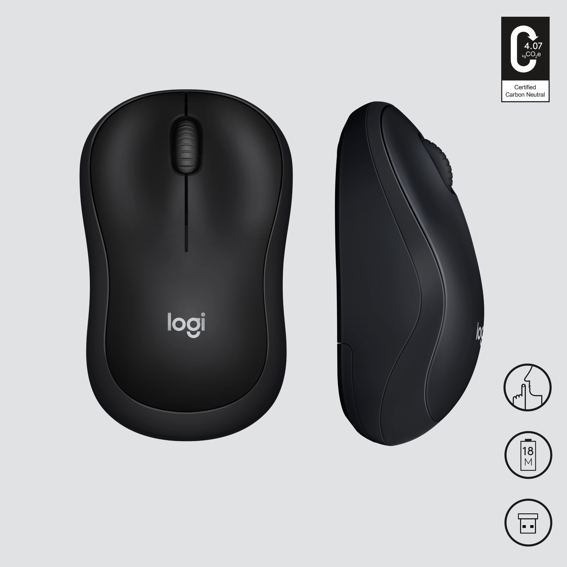 Logitech M220 Silent Maus – kabellos, 2,4 GHz, schwarz