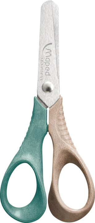 Maped Scheren-Set, abgerundet, für Rechtshänder – Edelstahl, ergonomische 3D-Griffe, Braun/Grün, 24 Stk.