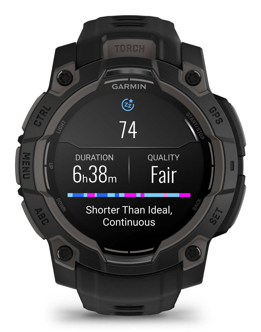 Garmin Instinct 3 – GPS-Smartwatch – 45 mm, 1,2" AMOLED, NFC, 10 ATM, Schwarz, Silikonband