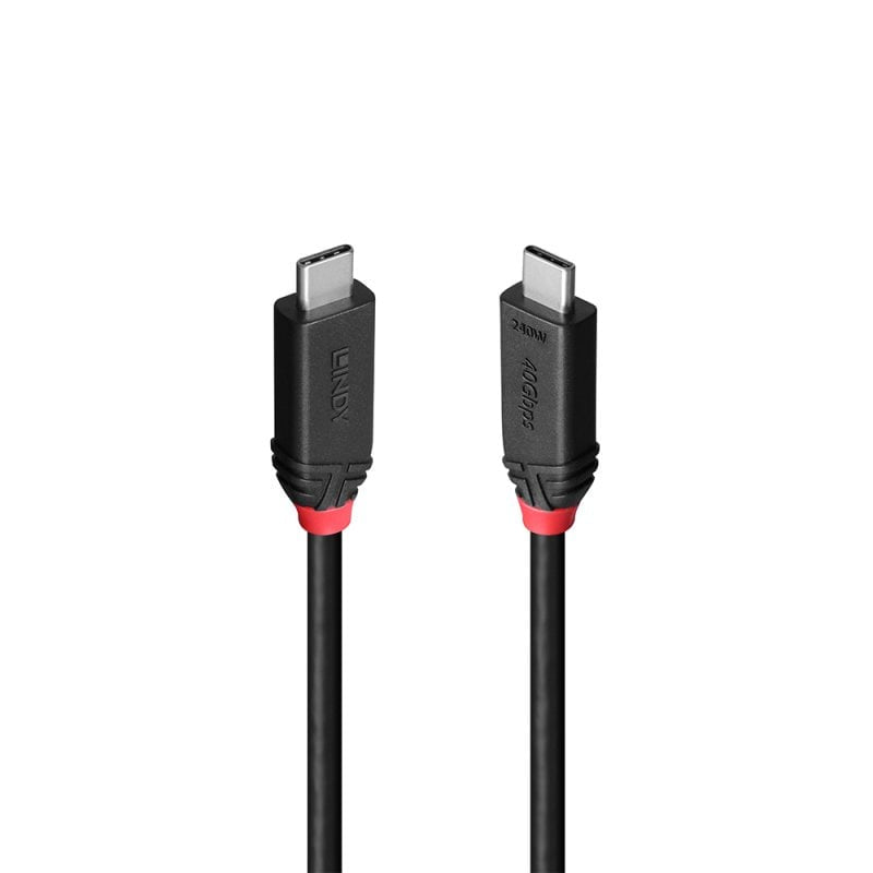 Lindy USB-C auf USB-C Kabel – USB4 40 Gbit/s – 1 m – PD 240 W – Goldstecker, PVC-Mantel – Schwarz