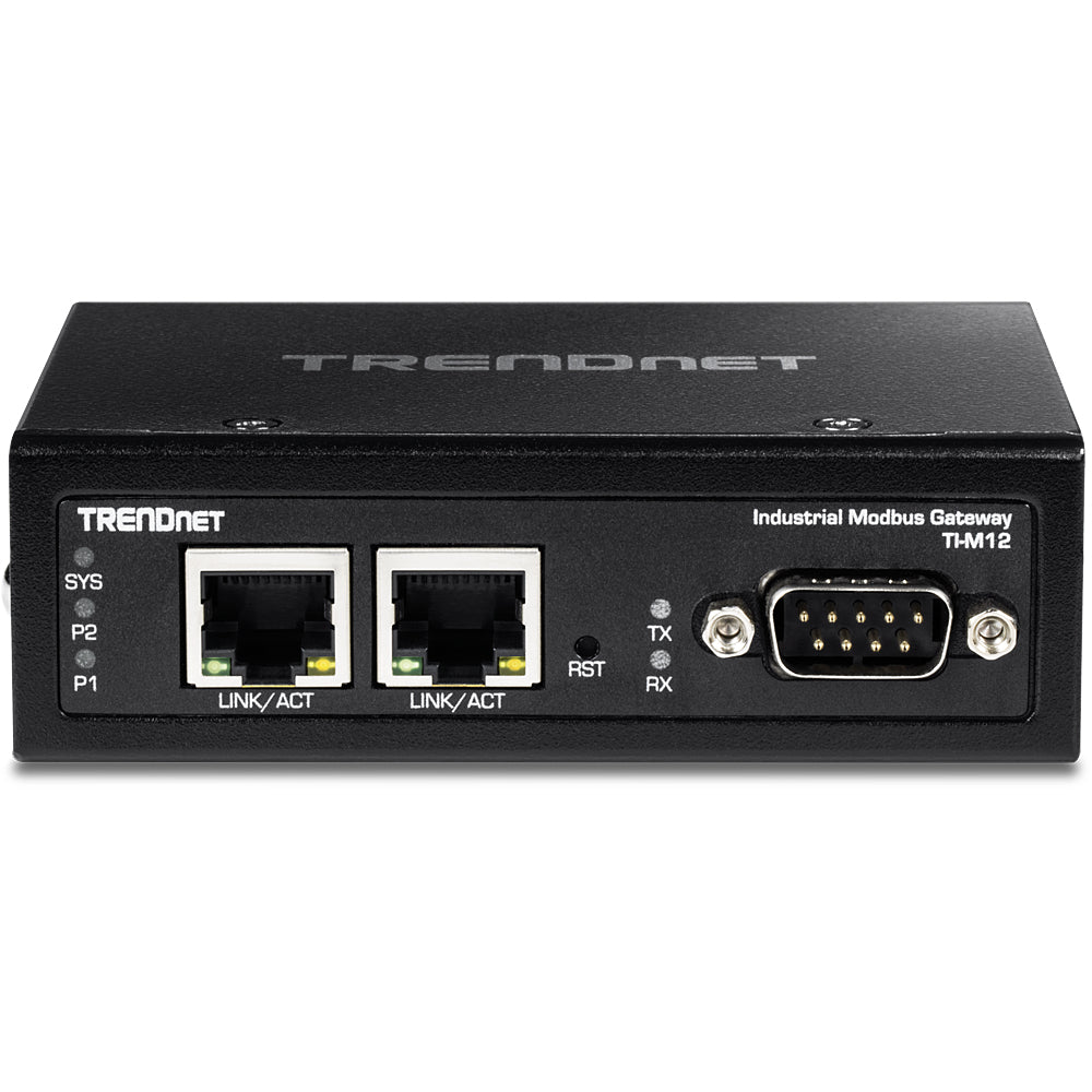 Trendnet TI-M12 – Modbus-Gateway – 1× serieller Port (RS-232/RS-422/RS-485), 2× 10/100 RJ-45, IP30
