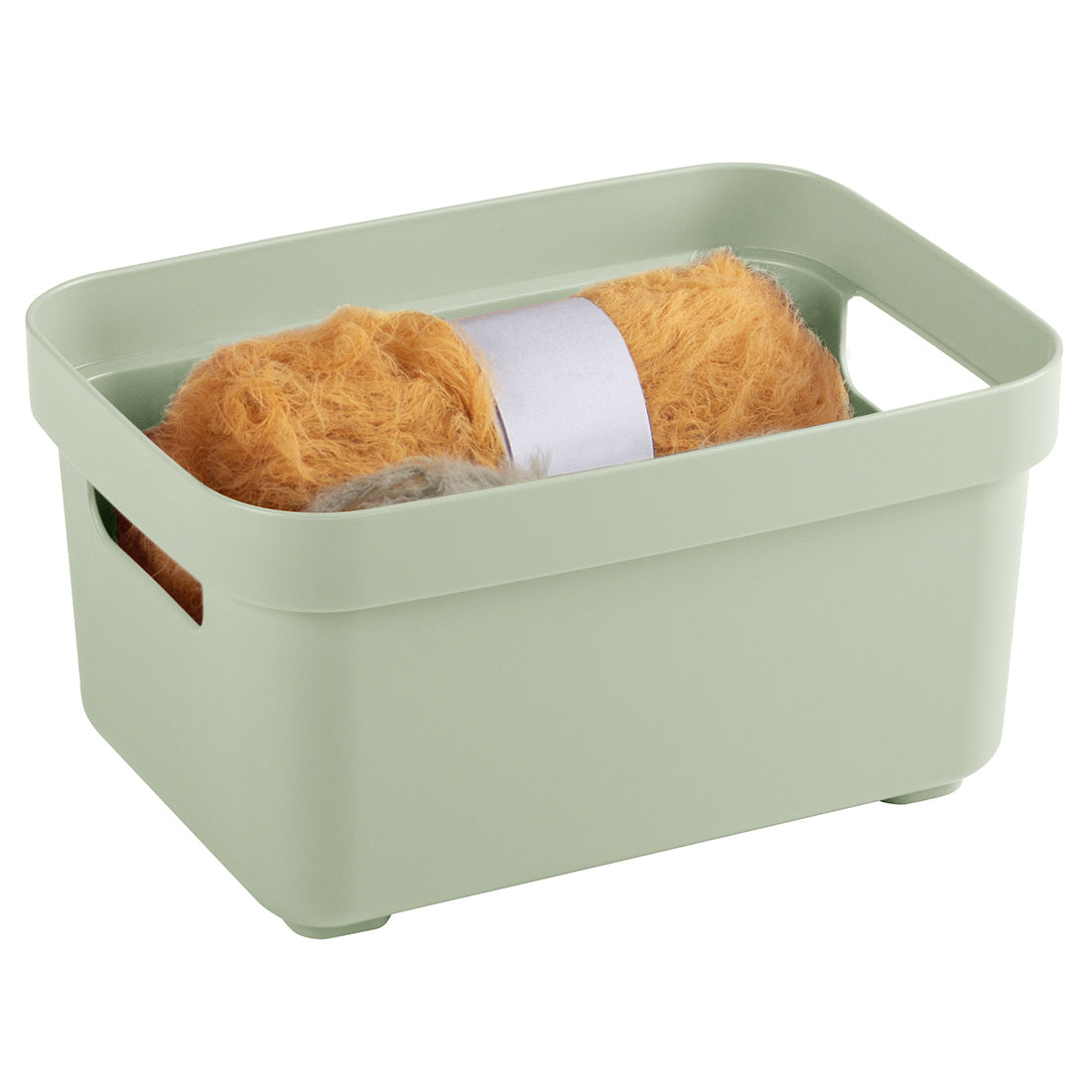 Sigma home Aufbewahrungsbox 2,5 l ohne Deckel – Kunststoff – Grün – stapelbar, mit Griff – 177 × 128 × 93 mm