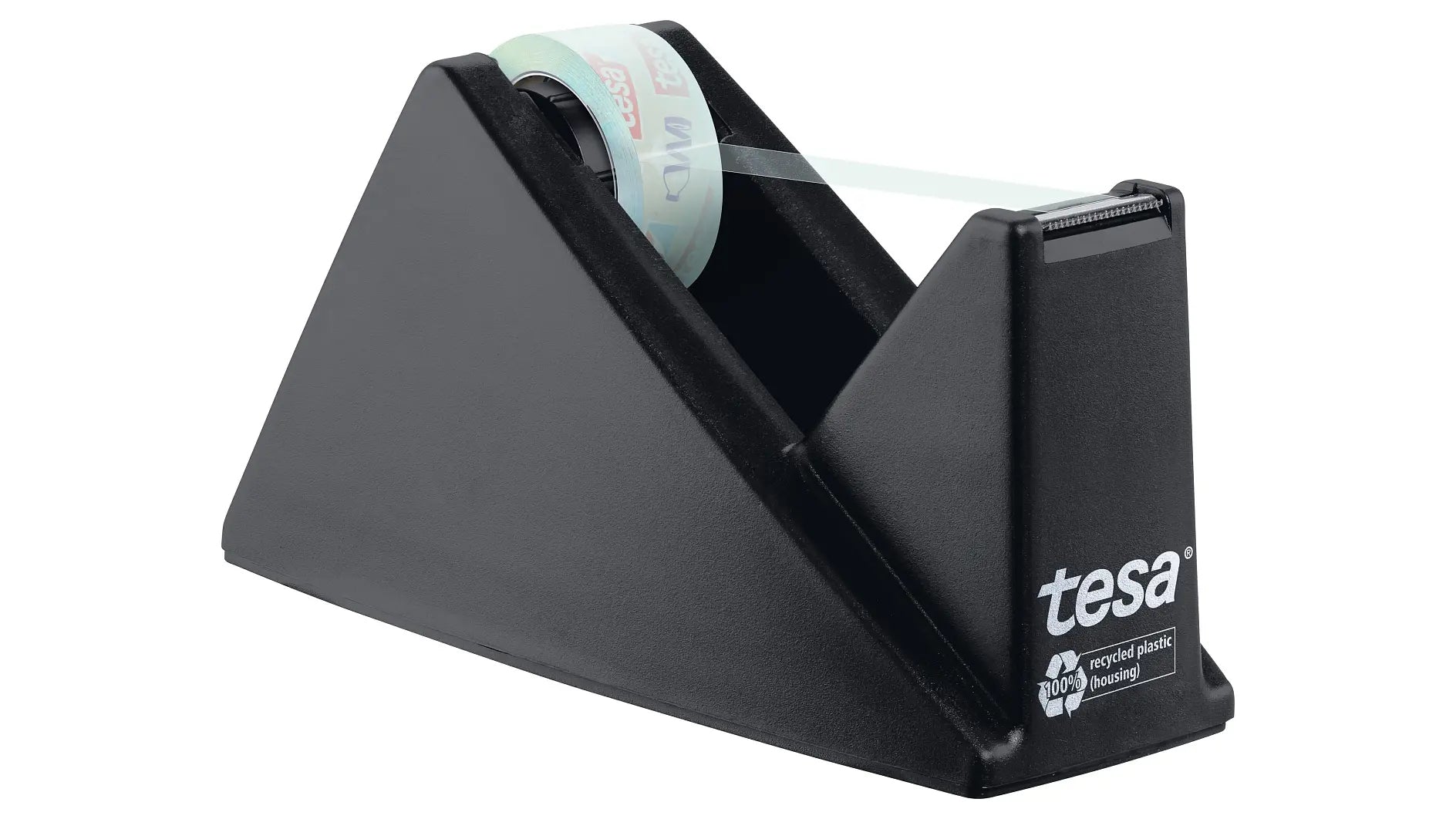 TESA Tischabroller Tesafilm Eco & Crystal – für Klebeband bis 19 mm × 33 m, inkl. 1 Rolle, Kunststoff (PS)