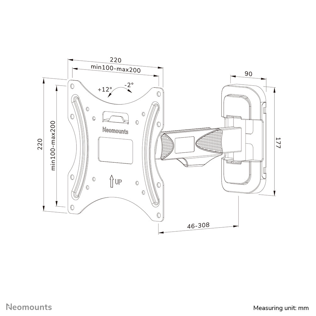 Neomounts Wandhalterung – Vollbeweglich – 32–55″ – VESA 100×100–200×200 – bis 35 kg – WL40-540BL12