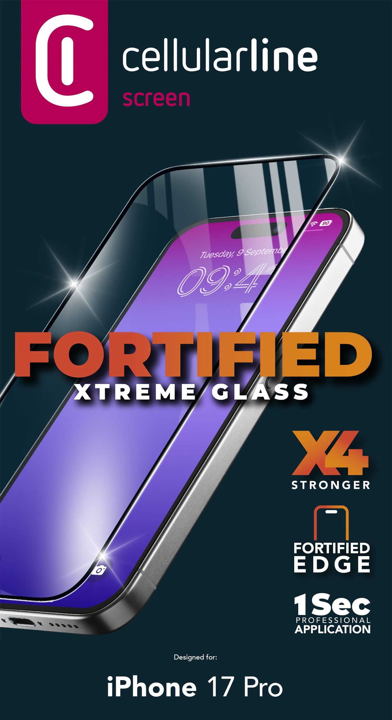 Cellularline Displayschutz (Panzerglas) – für iPhone 17 Pro