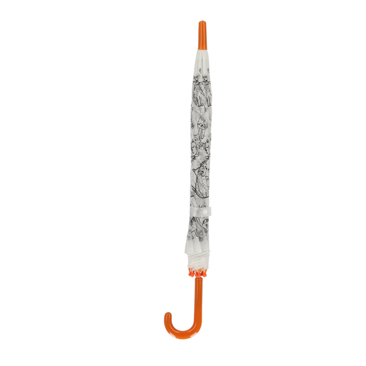 Esschert Design Kinderregenschirm Katzen – Ø 70,5 cm – weiss – zum Ausmalen, mit Markern