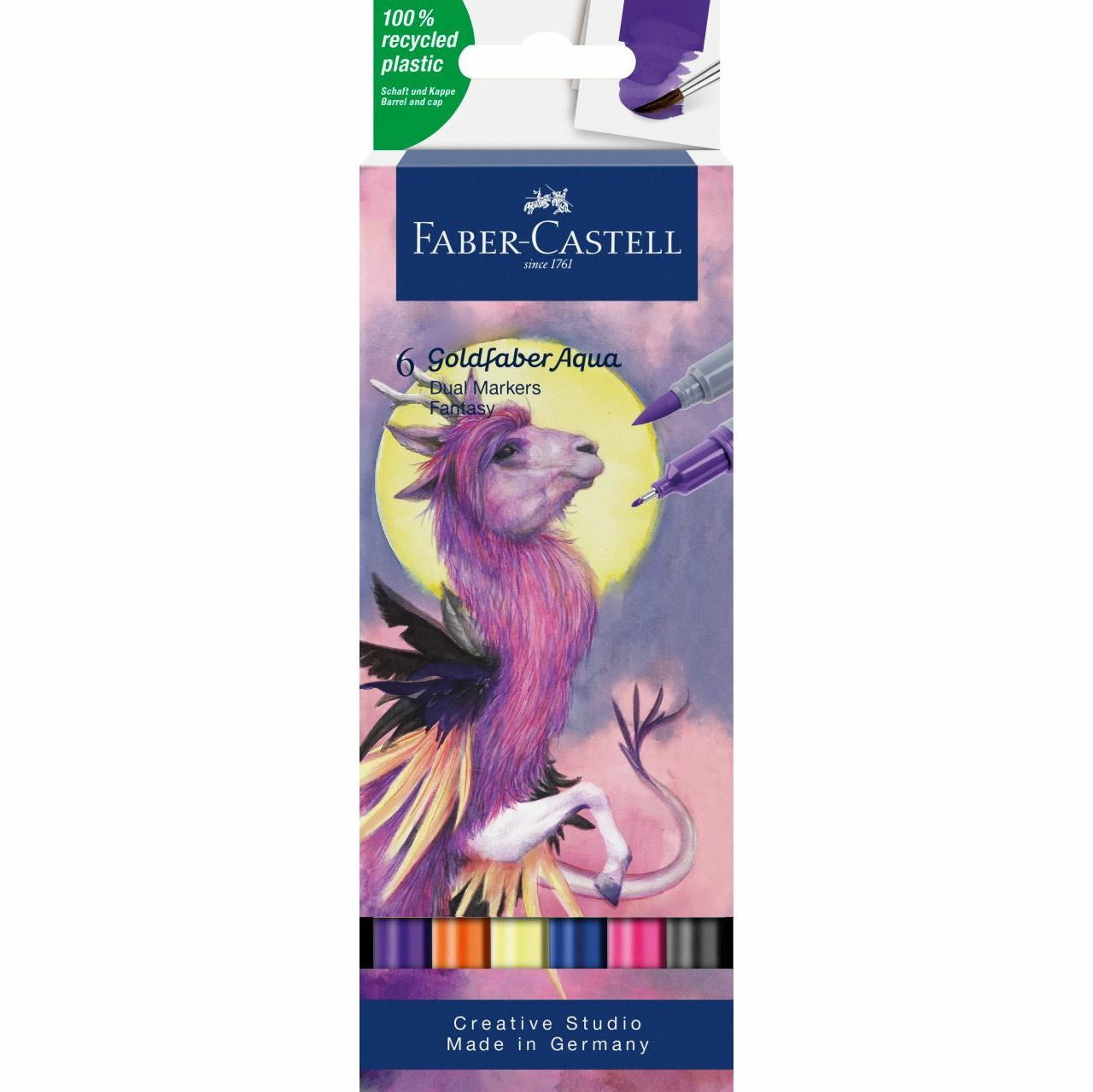 Faber-Castell Brush Pen – Pinselspitze, Finelinerspitze – sortiert – 6er-Set – wasservermalbar