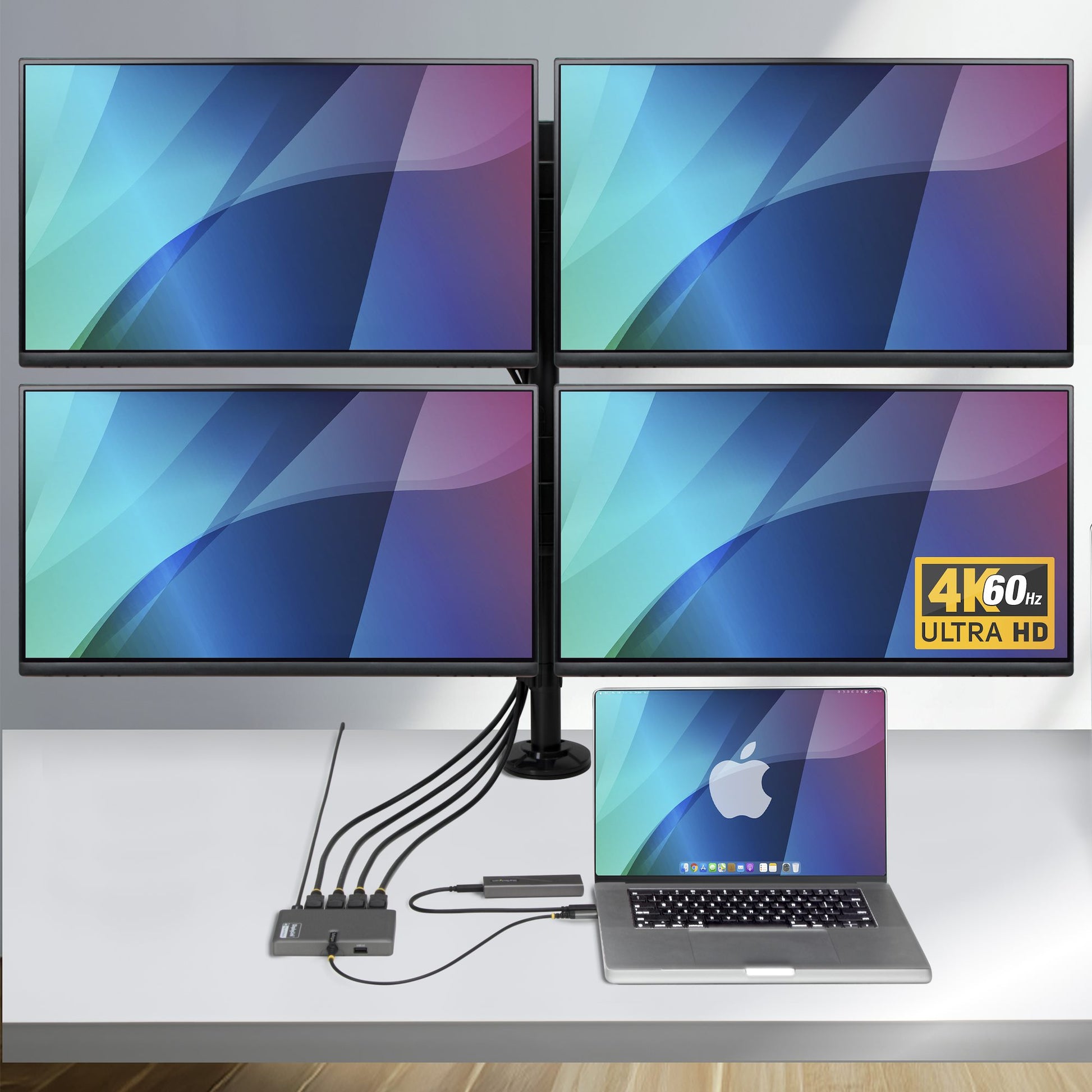 StarTech.com QUAD-USB-DP-ADAPT USB-C zu 4× DisplayPort Multi-Monitor-Adapter – 4K @ 60 Hz, USB 3.2 Gen 1