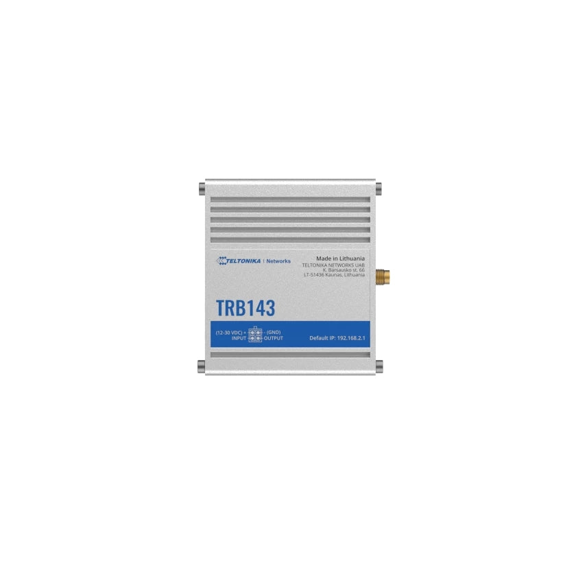 Teltonika TRB143 – Cellular Gateway – M-Bus, 4G/LTE (Kat 4), 1× 1G RJ-45, PoE, DIN-Schiene, 1× SMA-Antenne
